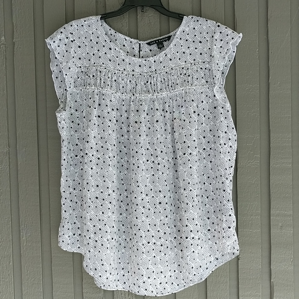 Flowy Gathered Polka Dot Print Top L/XL